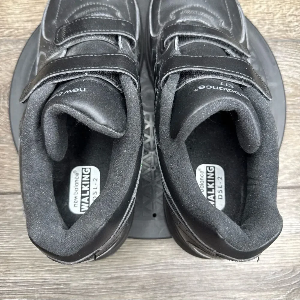 New Balance 577 Dual Strap Leather Walking Shoe Men 10.5 D Black MW577VK